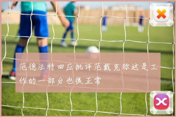 范德法特回应批评范戴克称这是工作的一部分也很正常